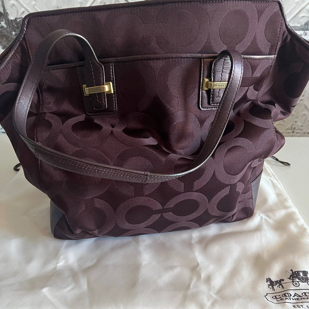 Coach Purple Handbag Monogram w/Gold Accents plus Strap